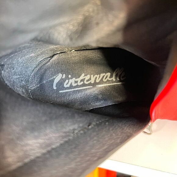 NWOB L'Intervalle Orabelle Red Leather Almond Toe Heeled Ankle Boots - Picture 8 of 8